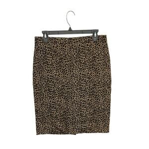 J.Crew Leopard Print Pencil Skirt Size 4 Small High Waist Career Animal Print